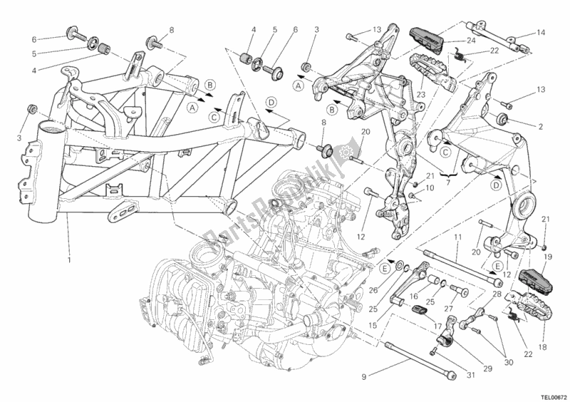 Todas as partes de Quadro, Armação do Ducati Multistrada 1200 S Sport USA 2012
